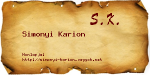 Simonyi Karion névjegykártya